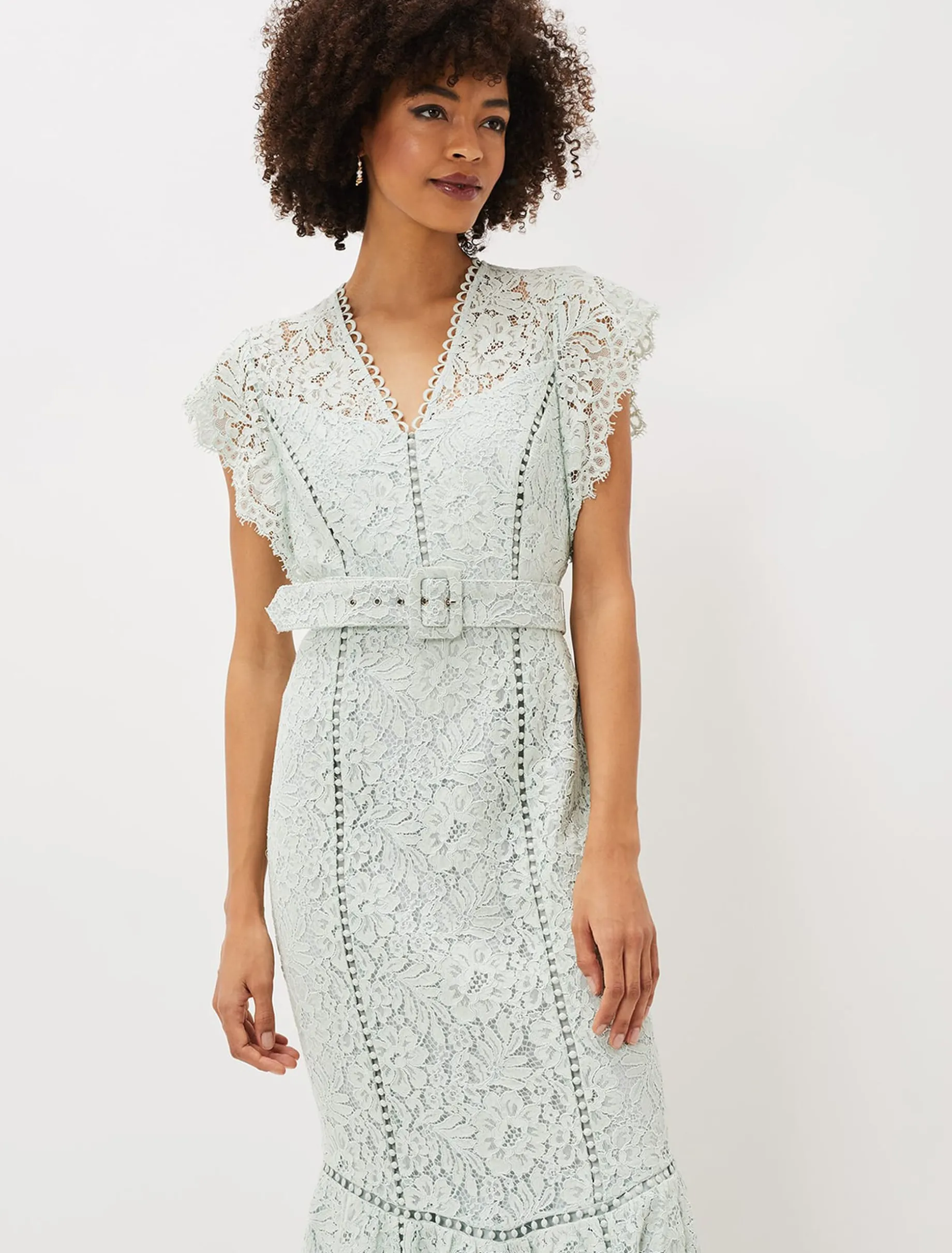 Esmerelda Lace Belted Fishtail Dress
