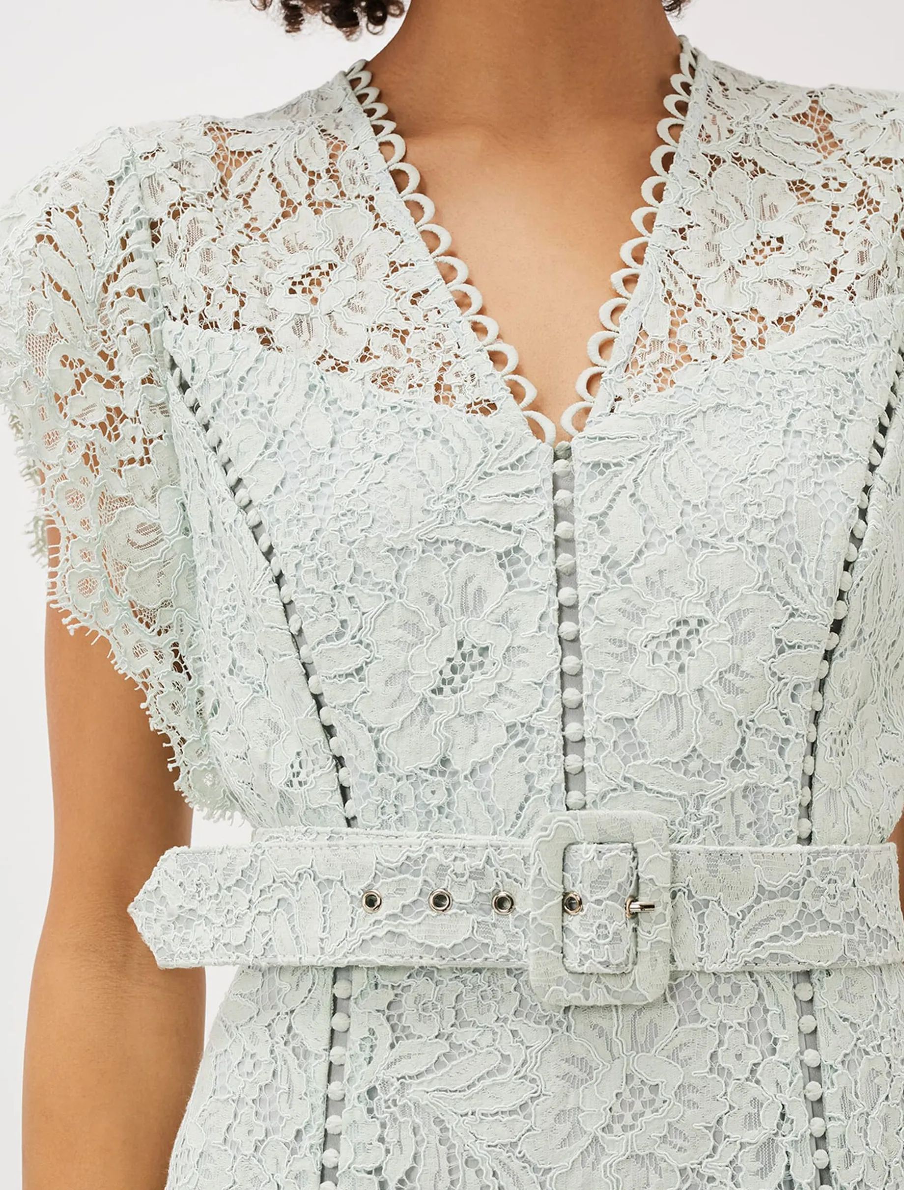 Esmerelda Lace Belted Fishtail Dress