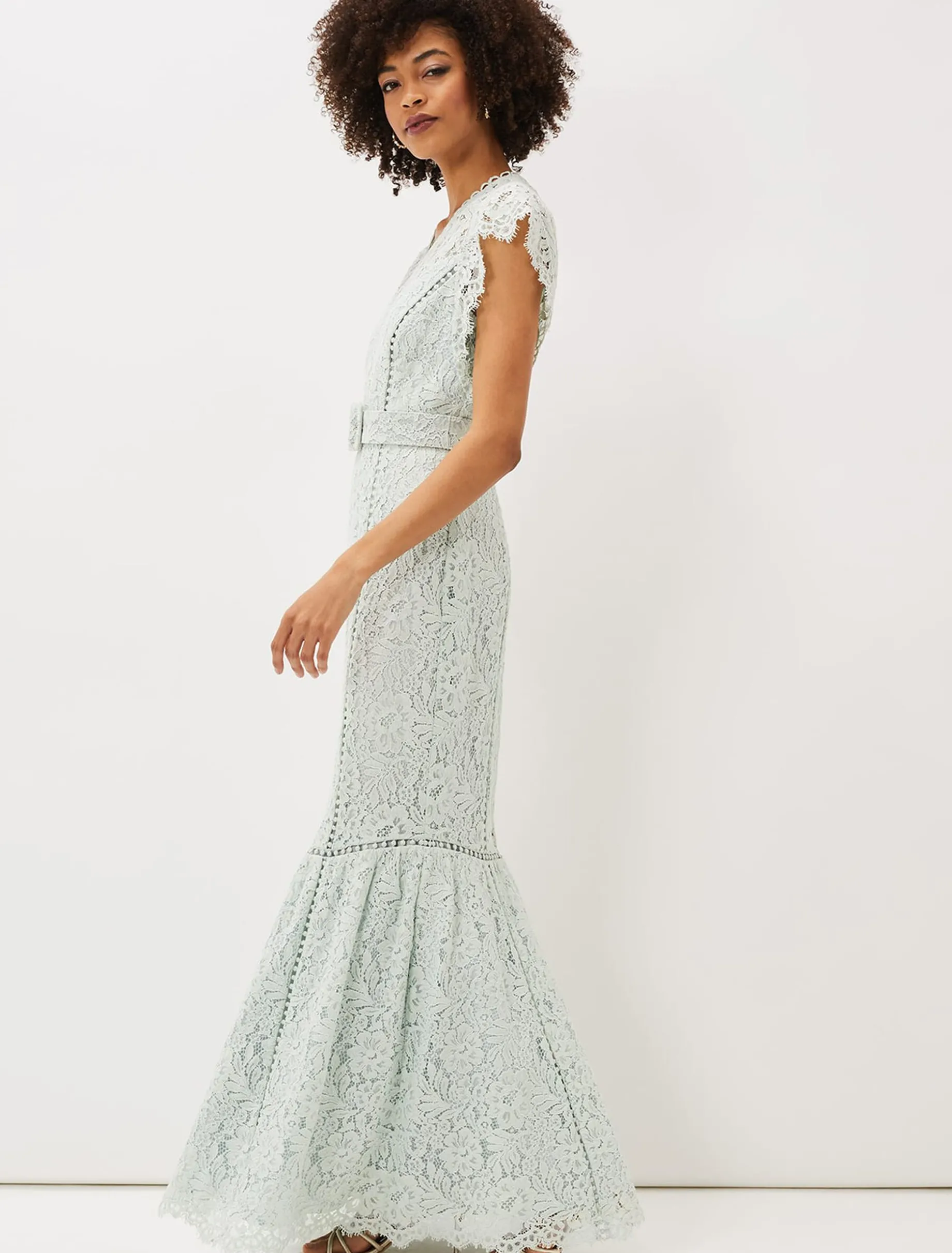 Esmerelda Lace Belted Fishtail Dress