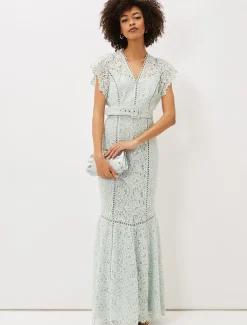 Esmerelda Lace Belted Fishtail Dress