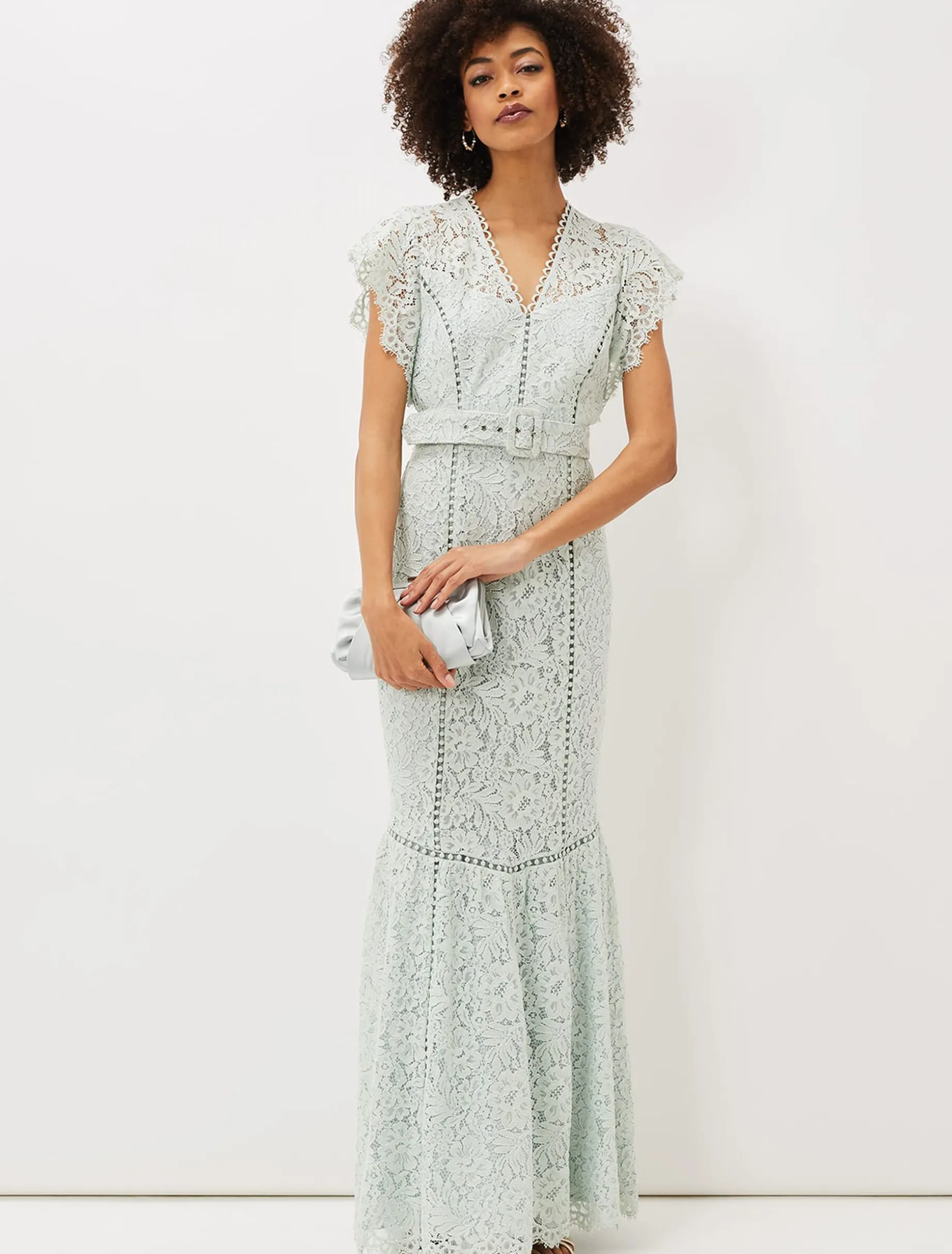 Esmerelda Lace Belted Fishtail Dress
