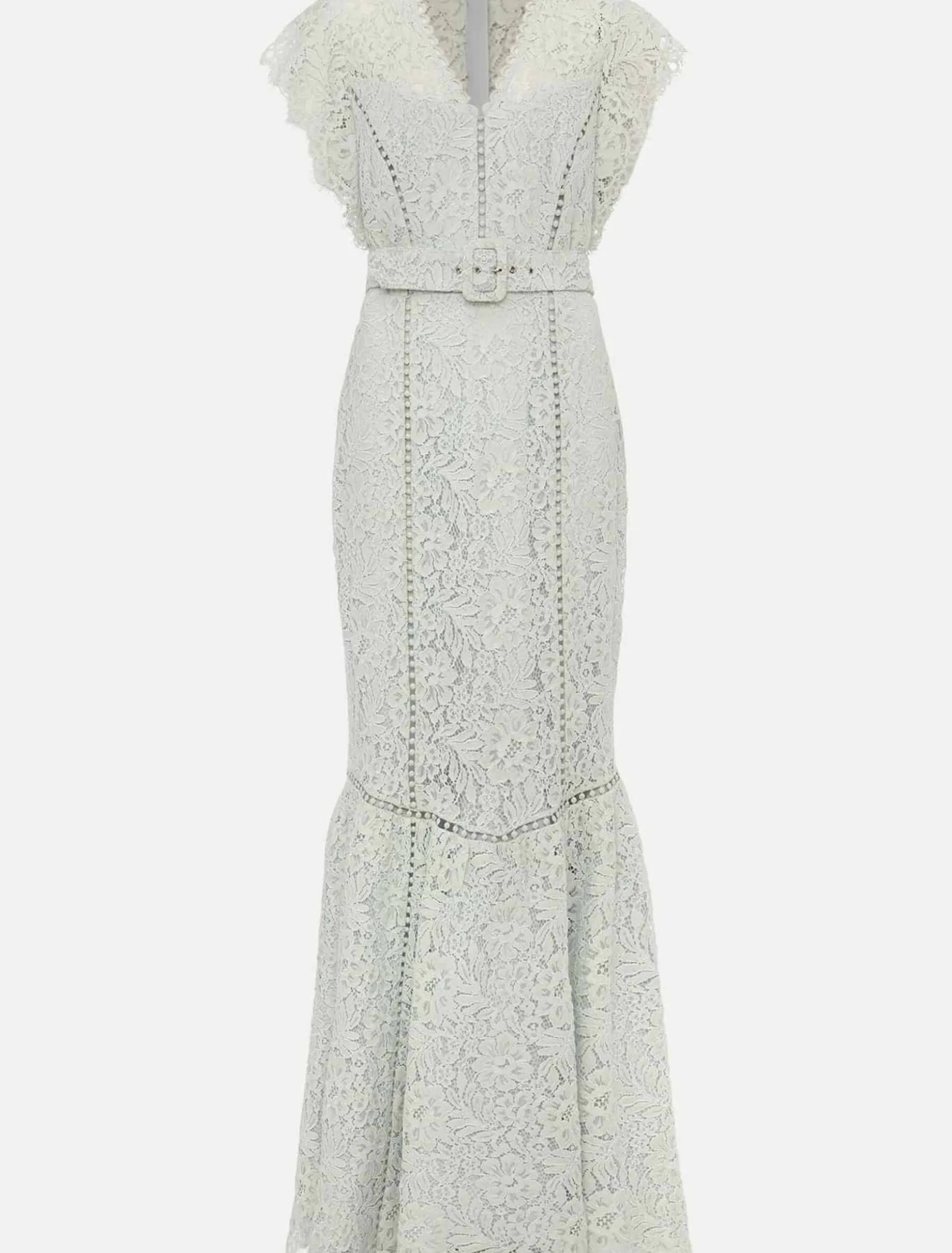 Esmerelda Lace Belted Fishtail Dress