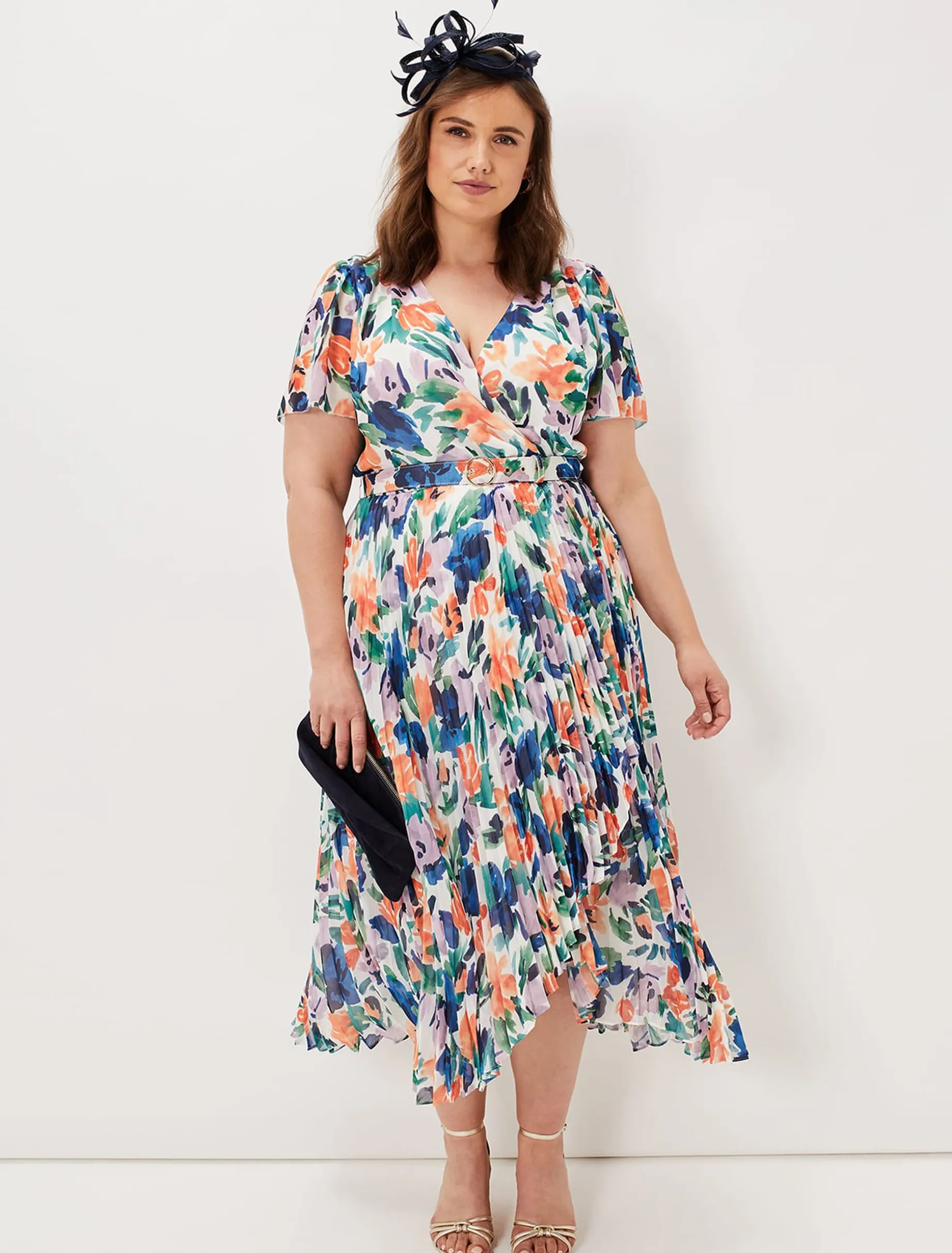Essie Floral Pleated Midi Dress