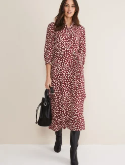 Este Polka Dot Shirt Midi Dress
