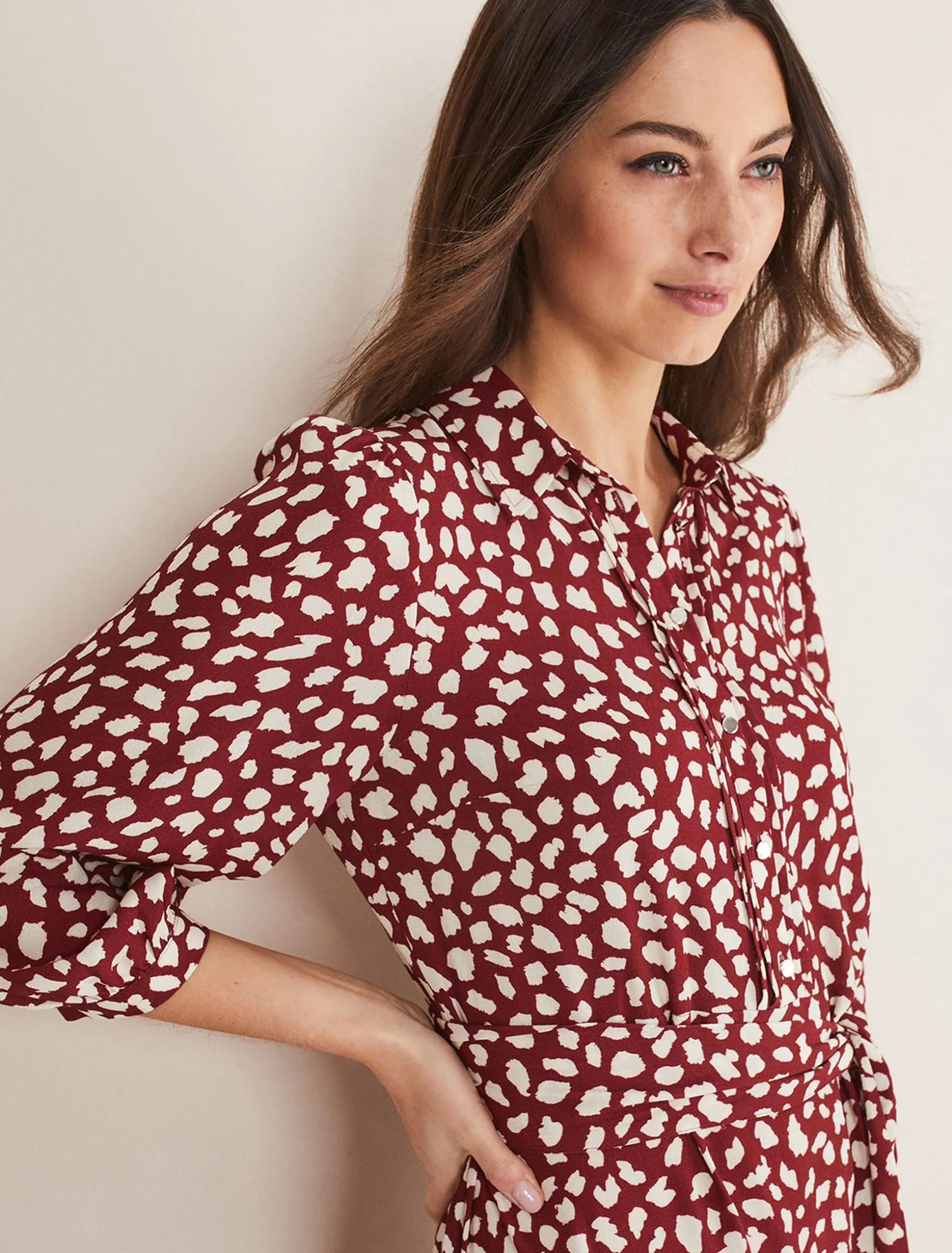 Este Polka Dot Shirt Midi Dress