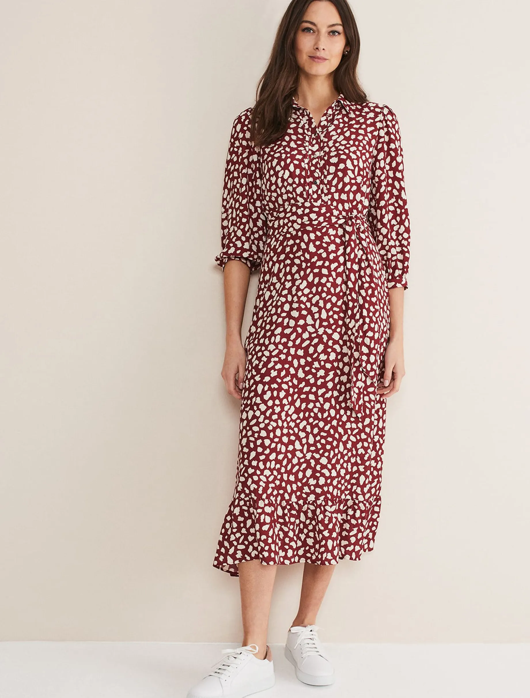 Este Polka Dot Shirt Midi Dress