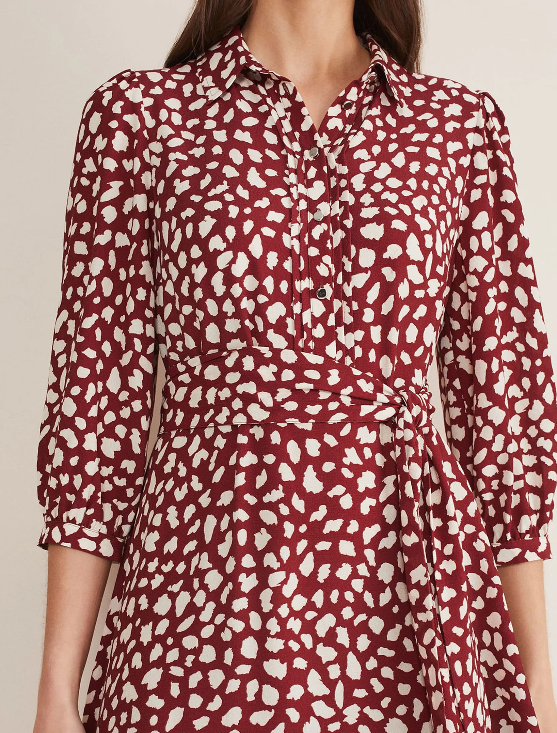 Este Polka Dot Shirt Midi Dress