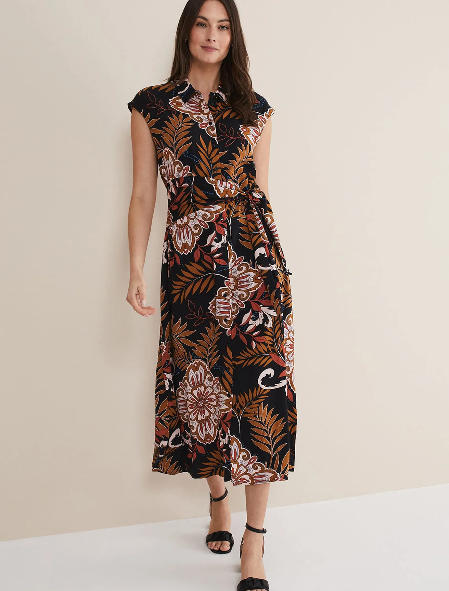 Estelle Paisley Tie Waist Dress