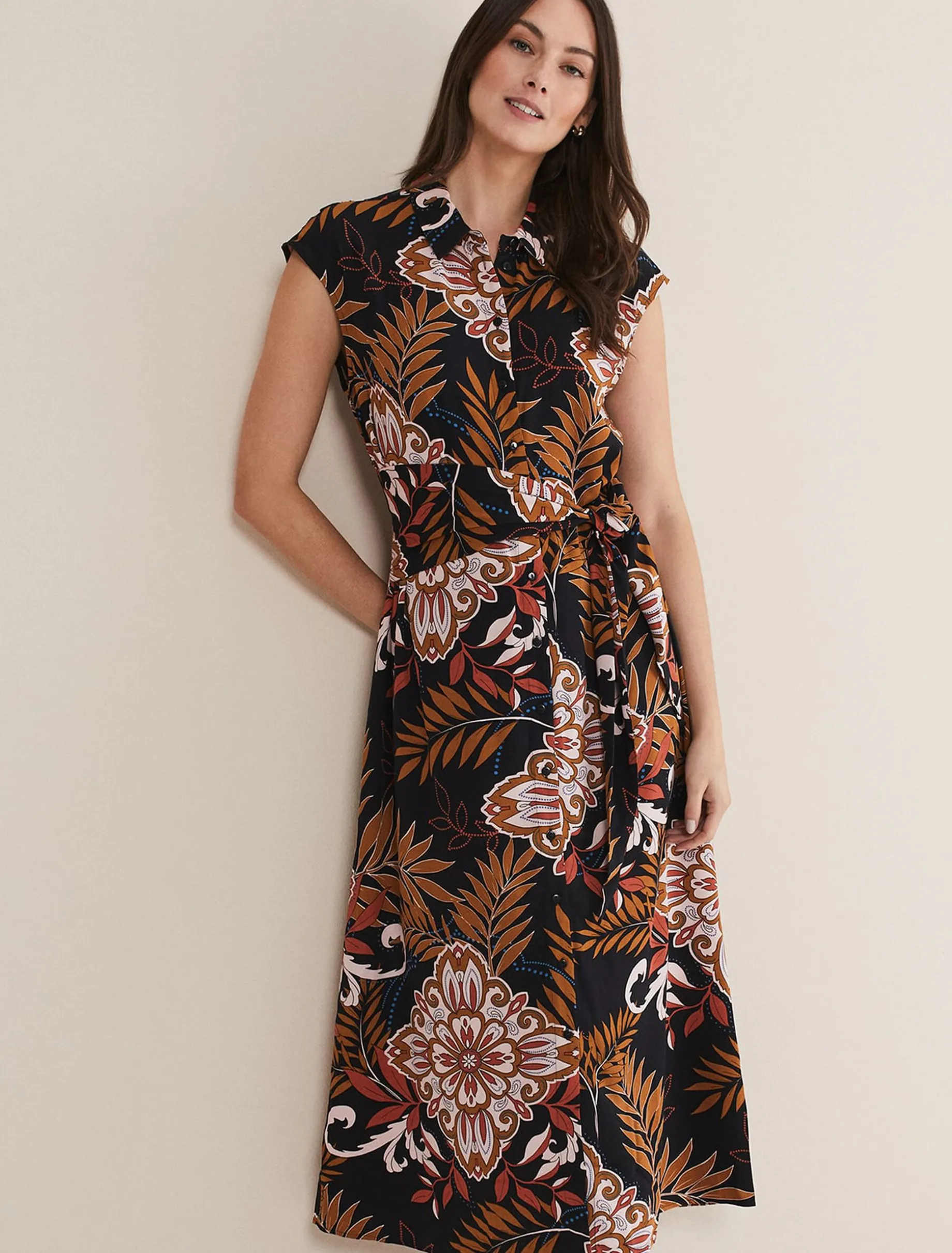 Estelle Paisley Tie Waist Dress