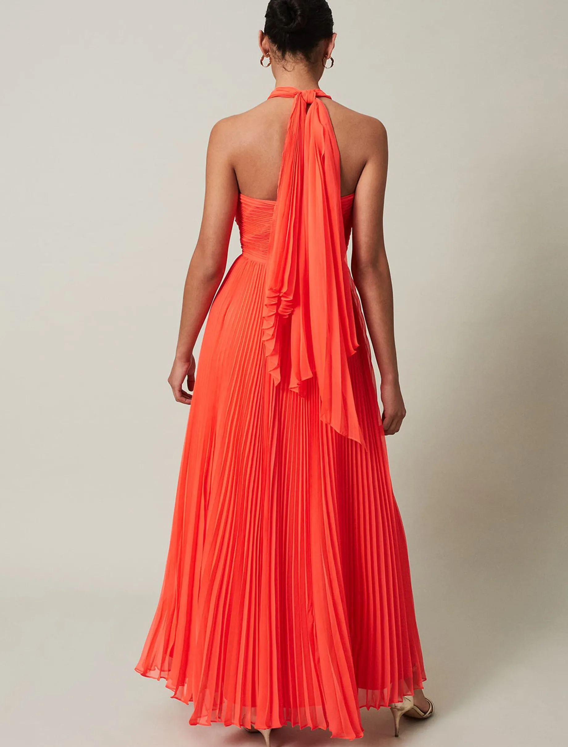 Evangeline Pleated Halterneck Maxi Dress