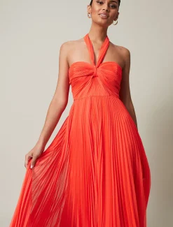 Evangeline Pleated Halterneck Maxi Dress