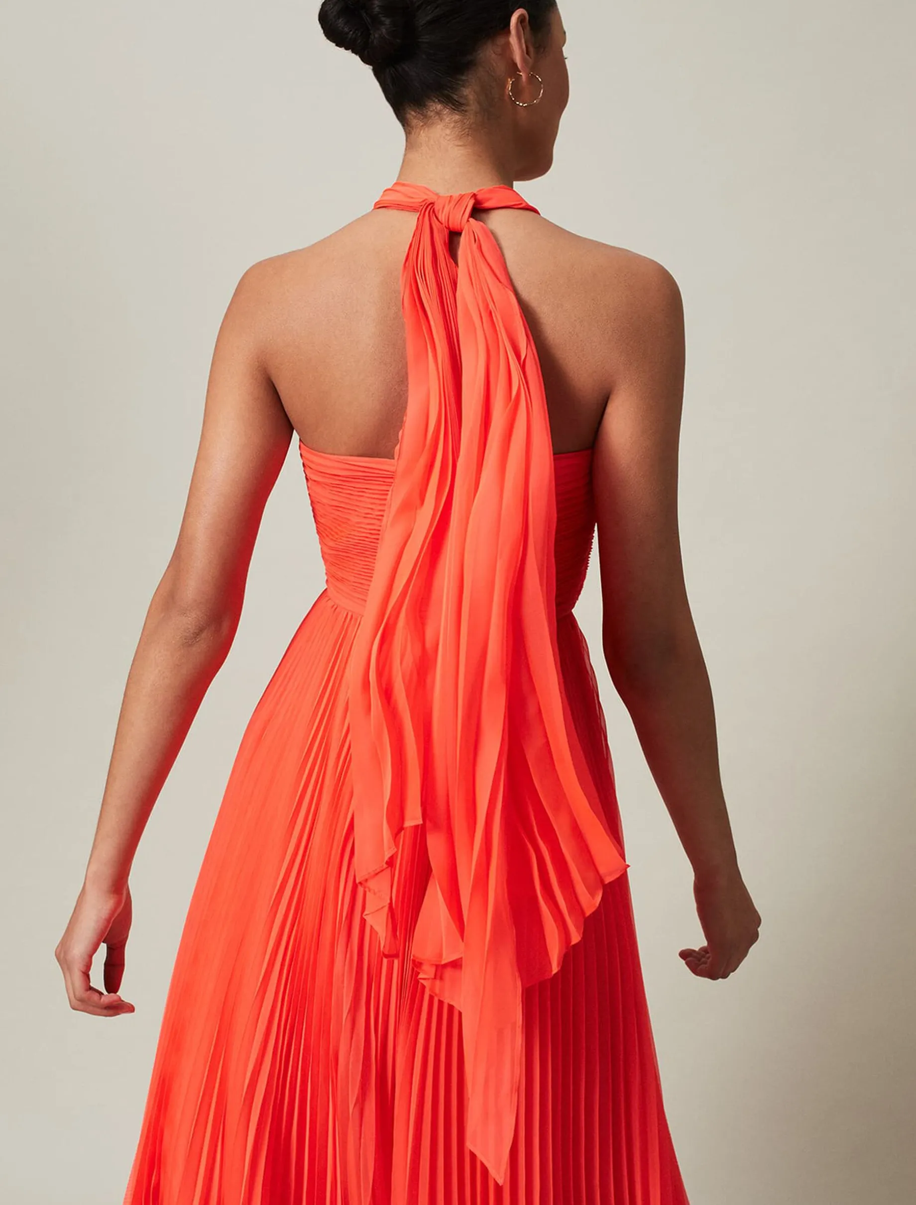 Evangeline Pleated Halterneck Maxi Dress