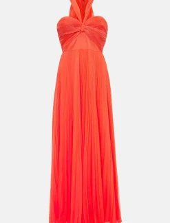 Evangeline Pleated Halterneck Maxi Dress