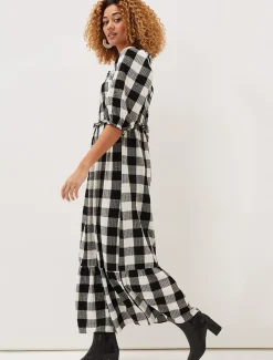 Evlin Gingham Square Neck Dress