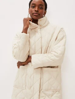 Fae Textured Quilted Longline Coat