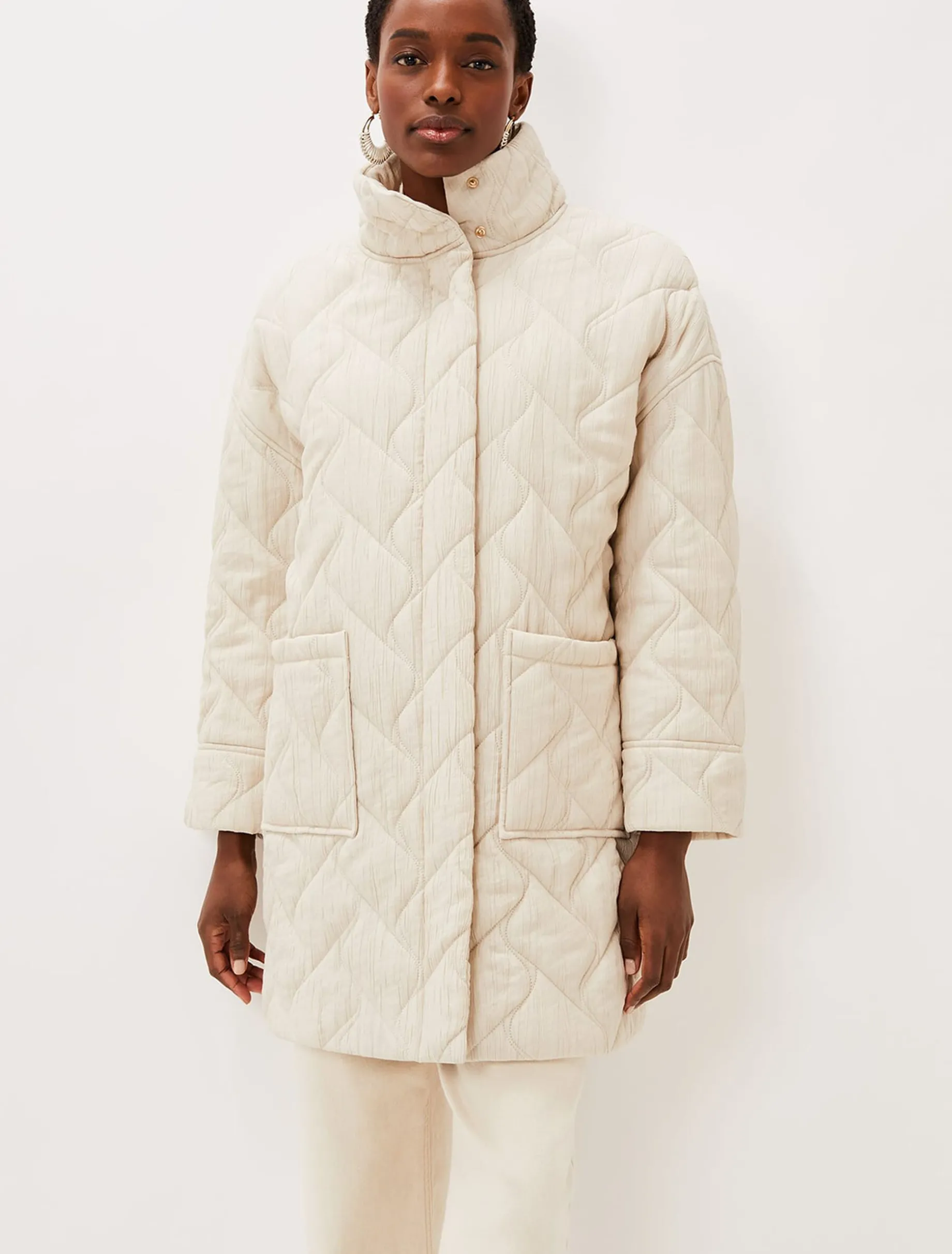 Fae Textured Quilted Longline Coat