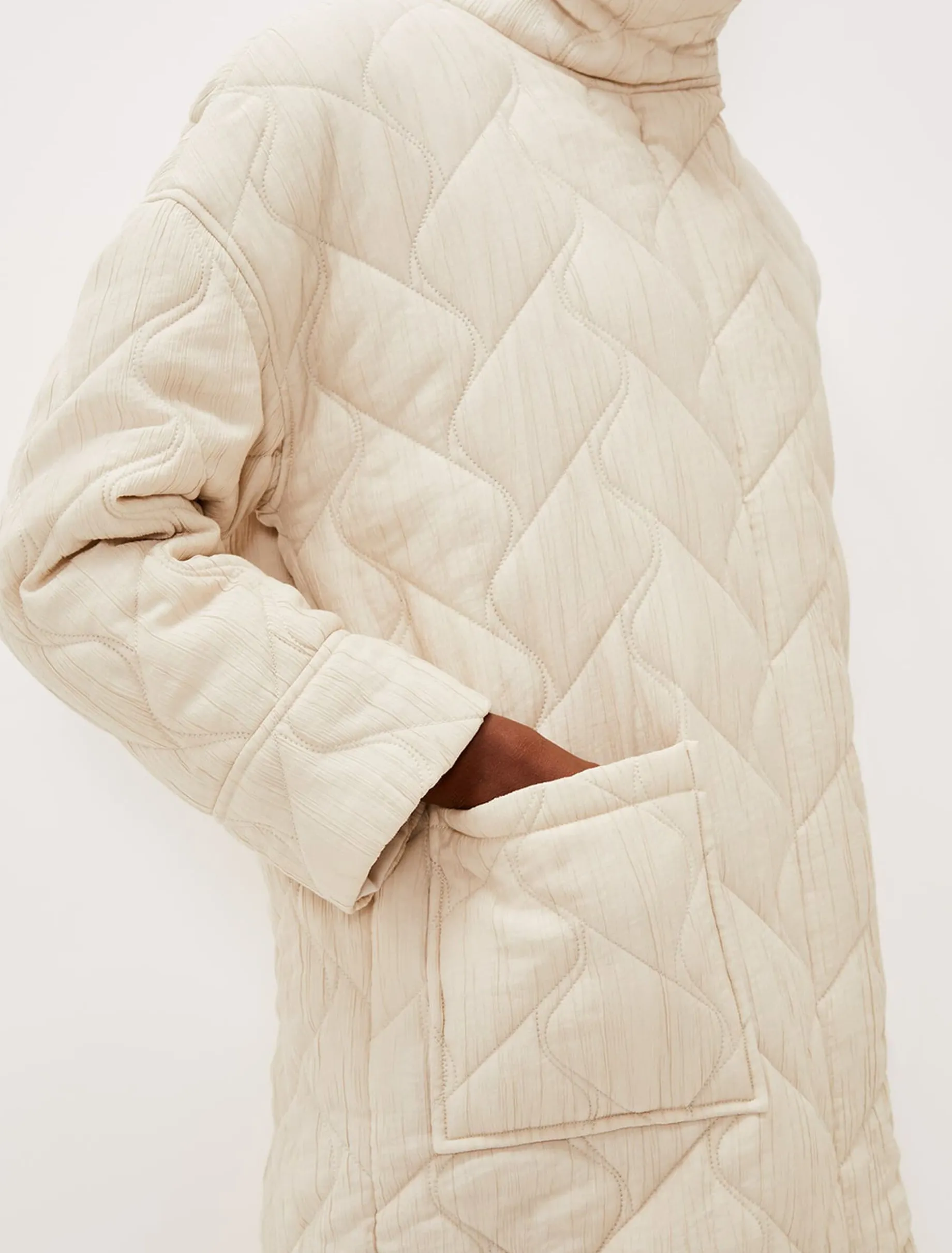 Fae Textured Quilted Longline Coat