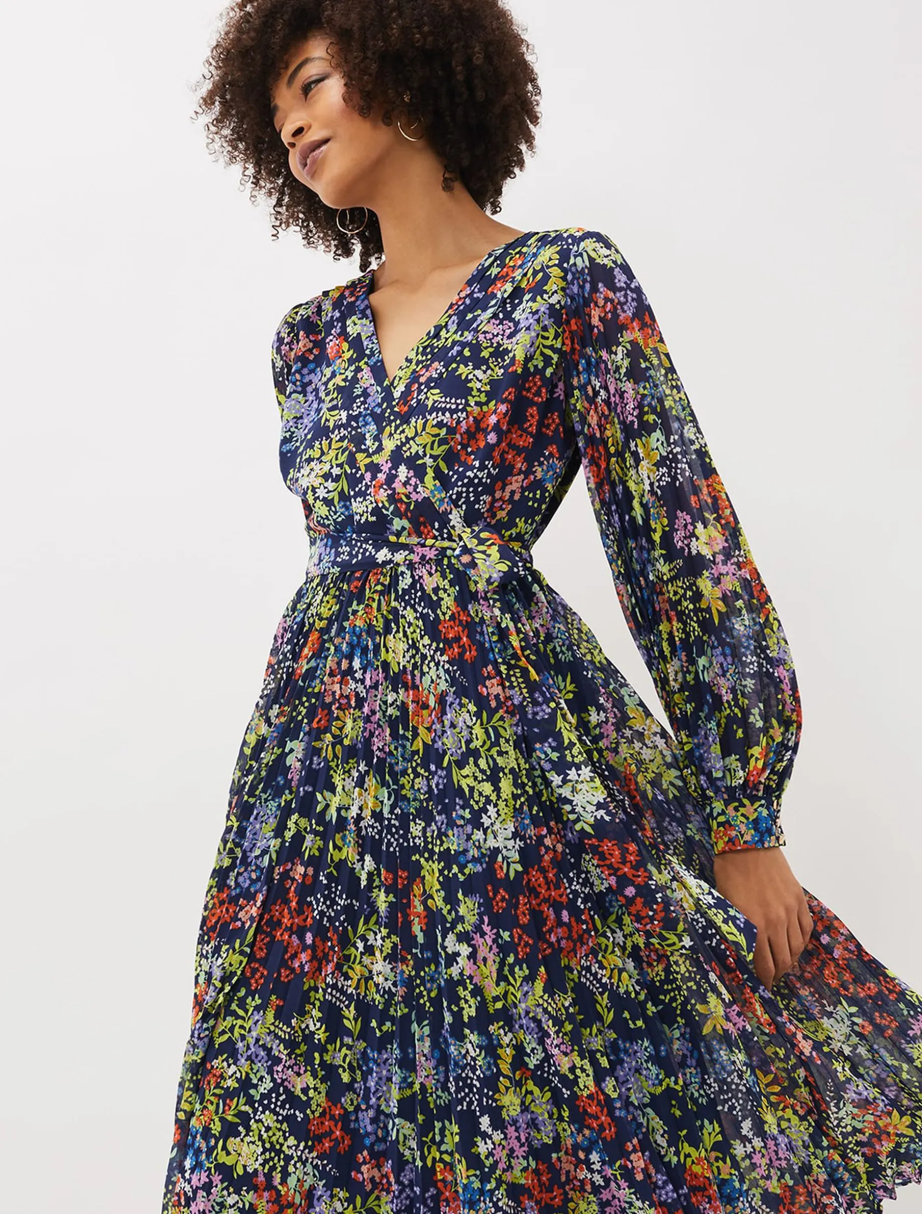 Fenella Ditsy Print Pleated Dress