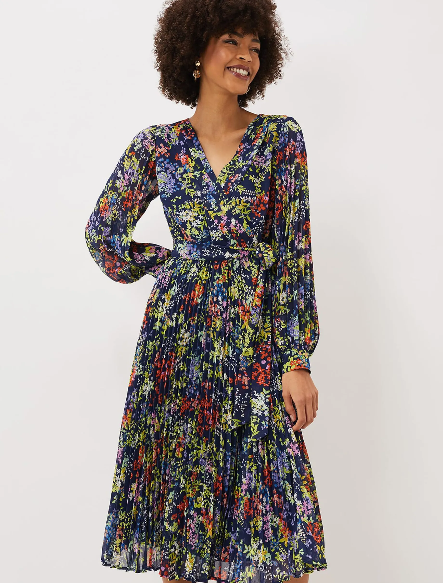 Fenella Ditsy Print Pleated Dress