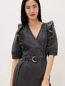 Flora Denim Frill Jumpsuit