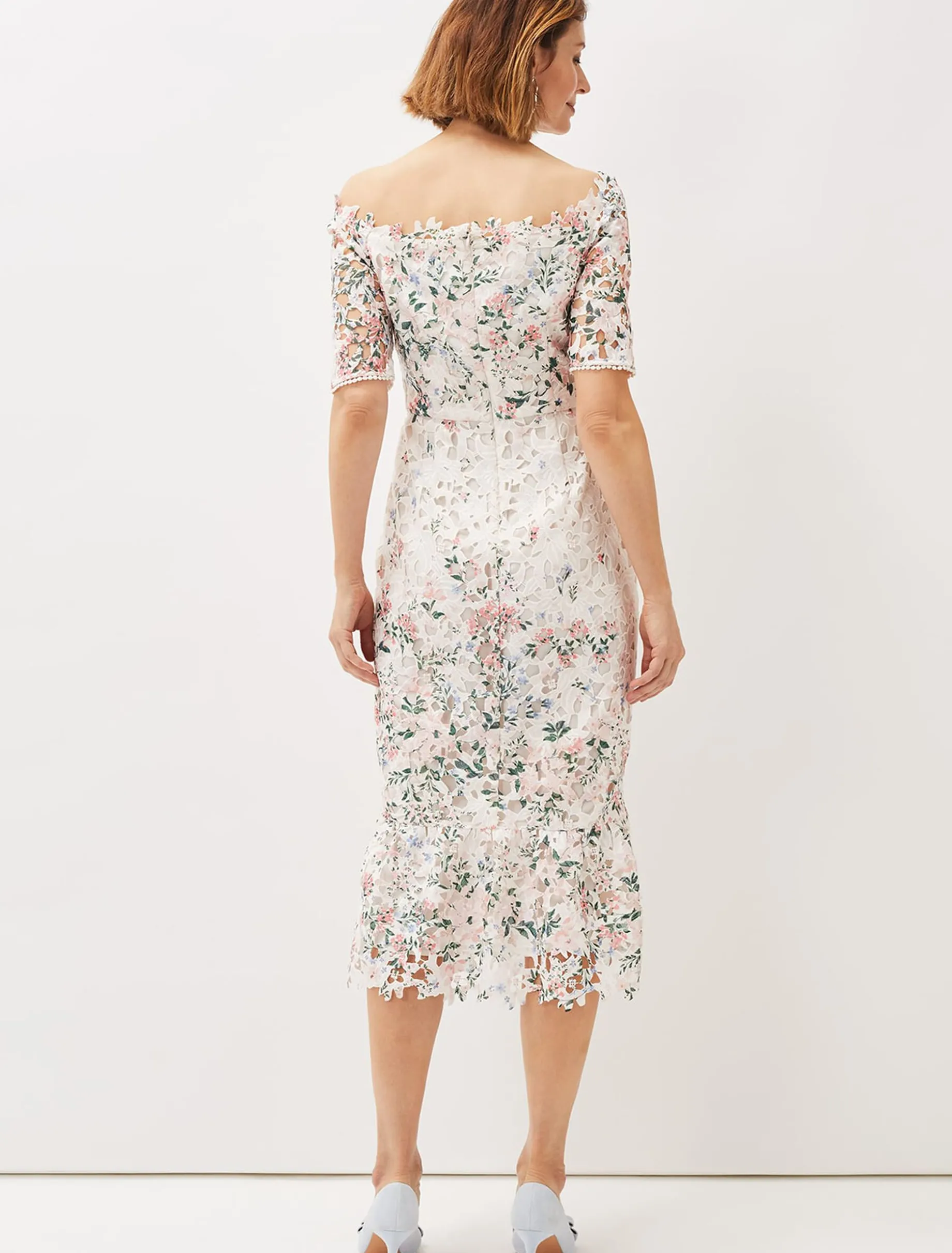 Franky Lace Bardot Midi Dress