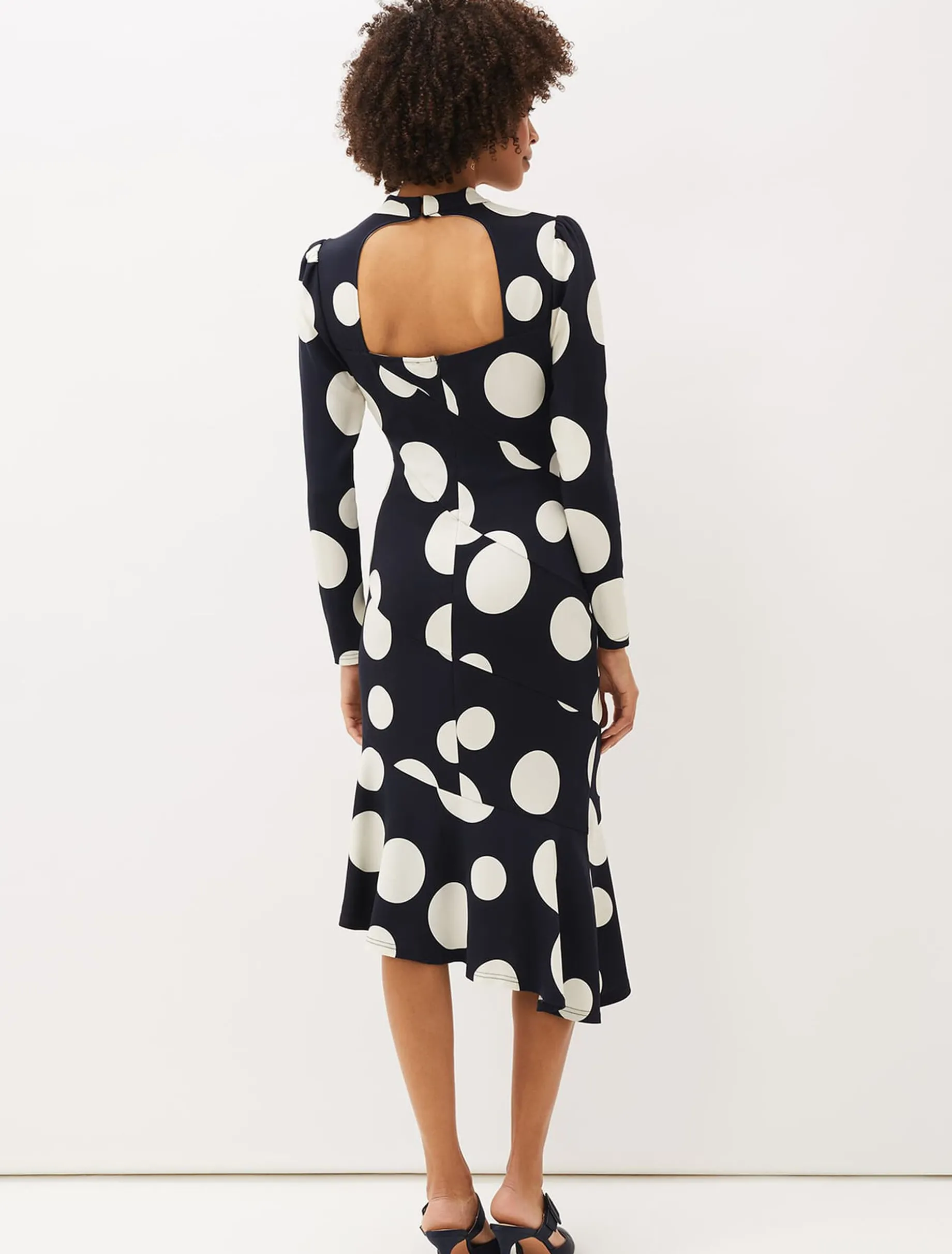 Gabi Spot Print Asymmetric Hem Dress