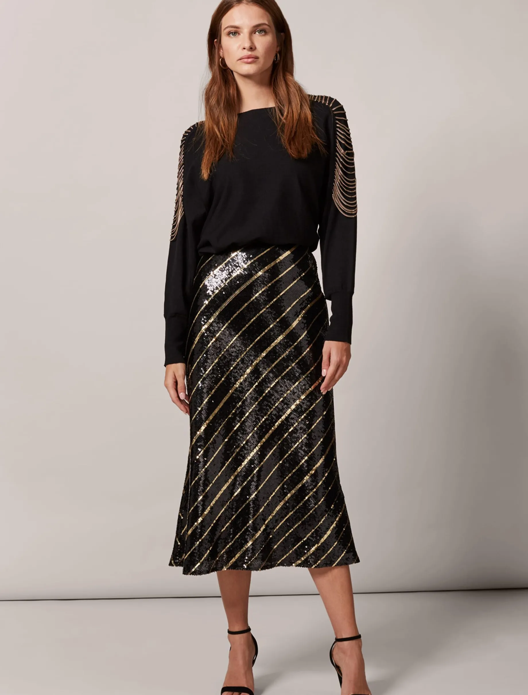 Giana Stripe Sequin Skirt