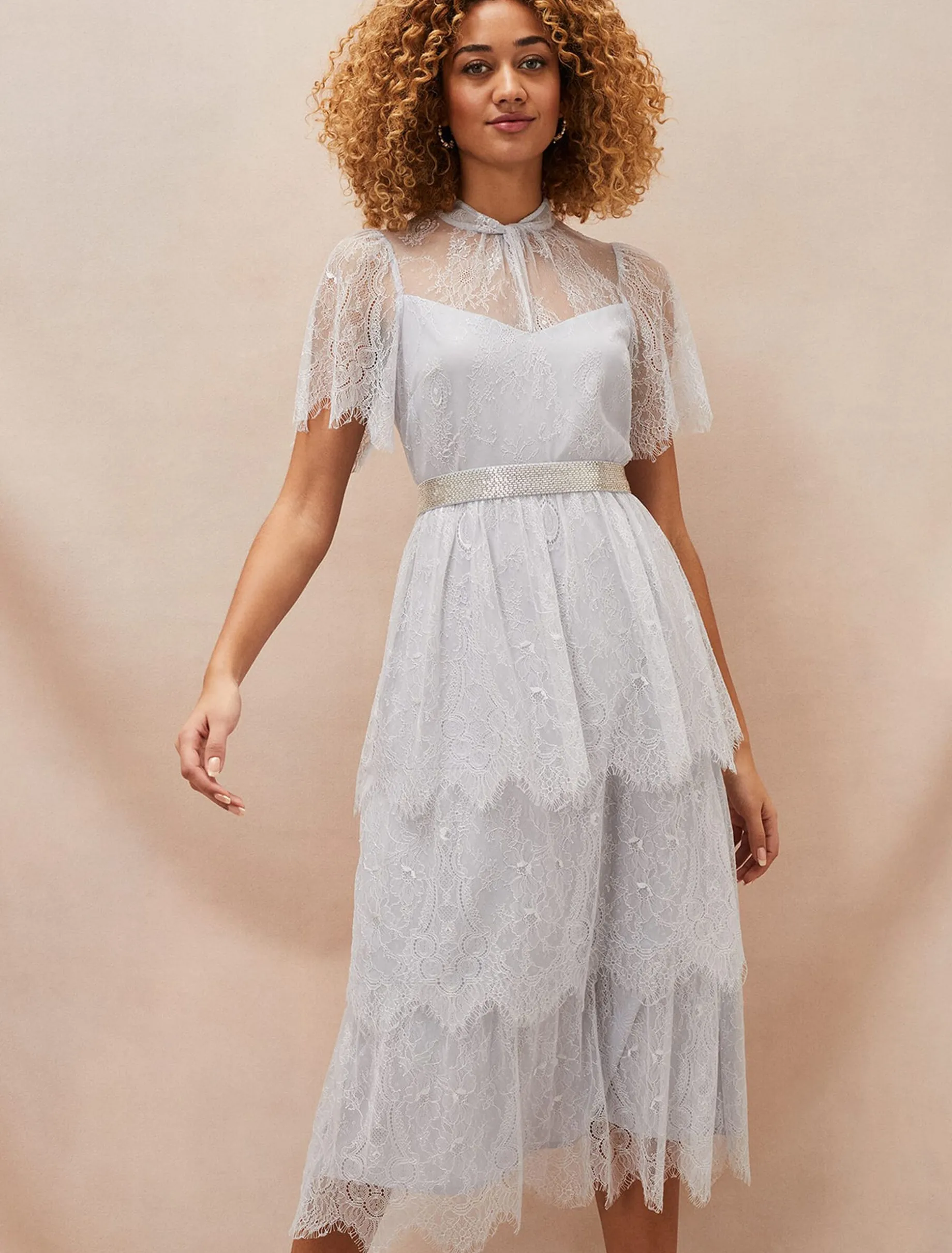 Ginnie Lace Tiered Midi Dress