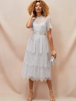 Ginnie Lace Tiered Midi Dress