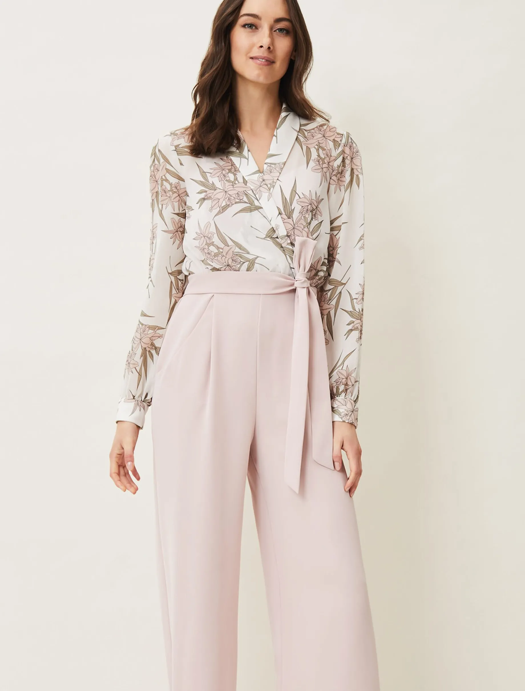 Gracen Palm Print Bodice Jumpsuit