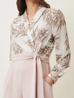 Gracen Palm Print Bodice Jumpsuit