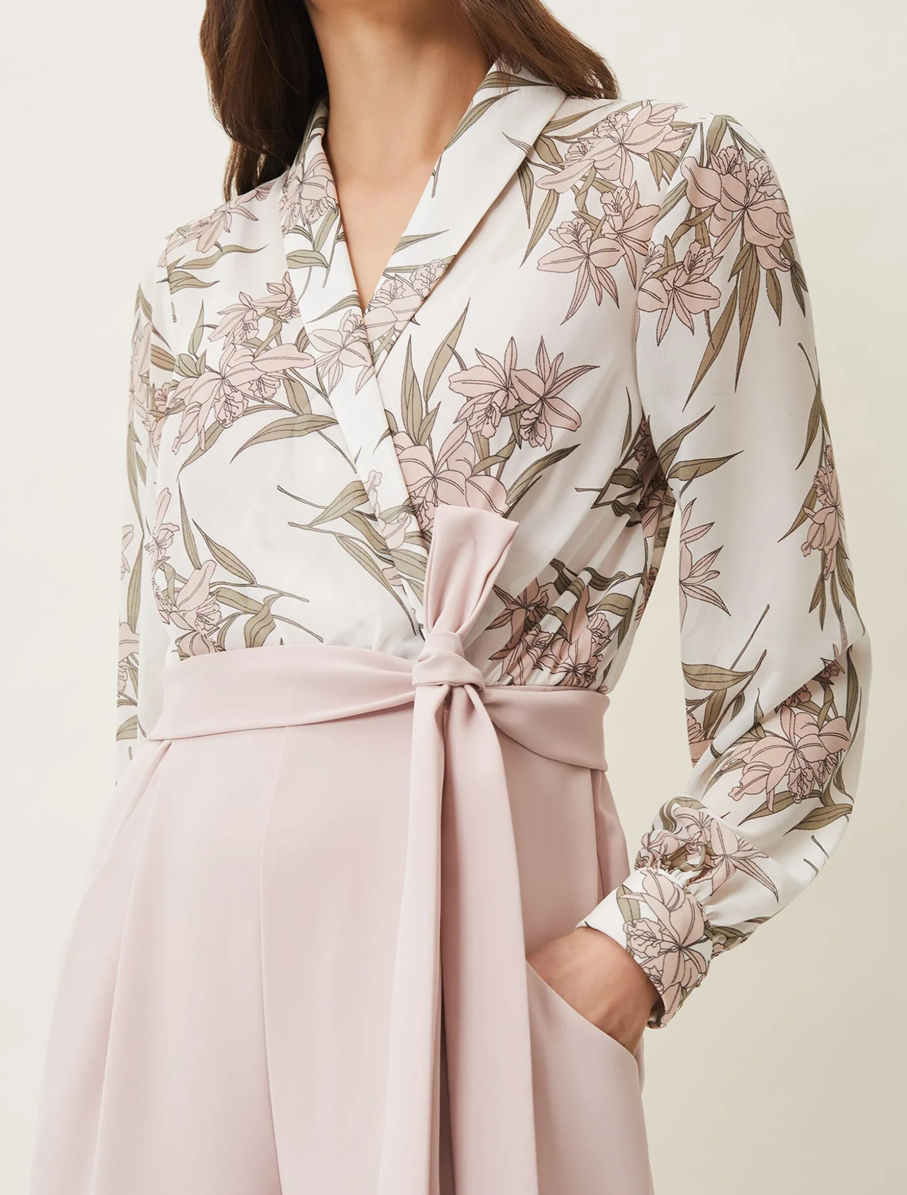 Gracen Palm Print Bodice Jumpsuit