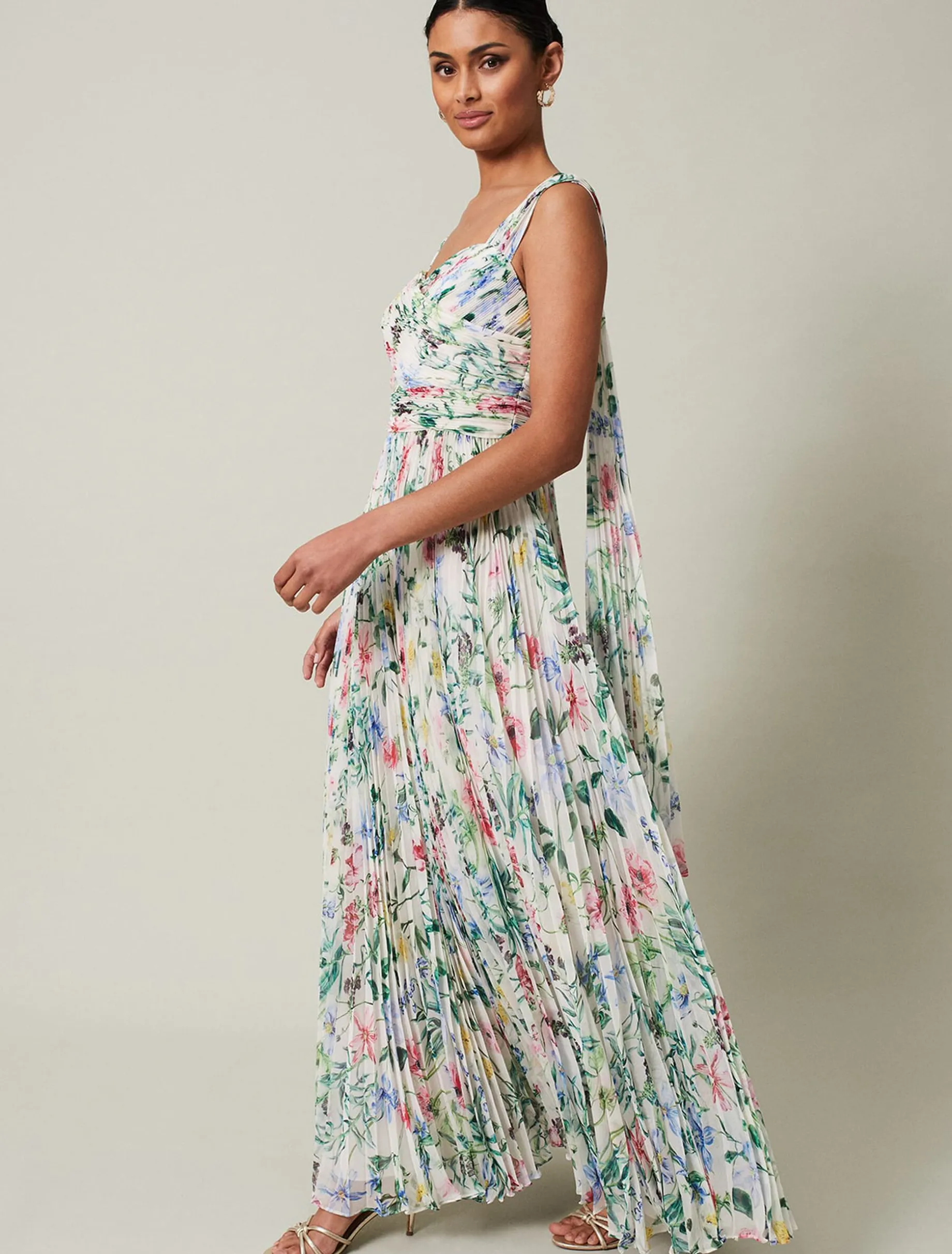 Gretal Floral Pleated Maxi Dress