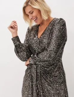 Haisley Sequin Sleeved Dress