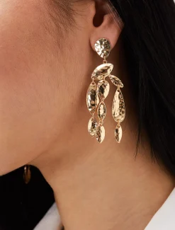 Hammered Finish Geo Shape Drop Earring