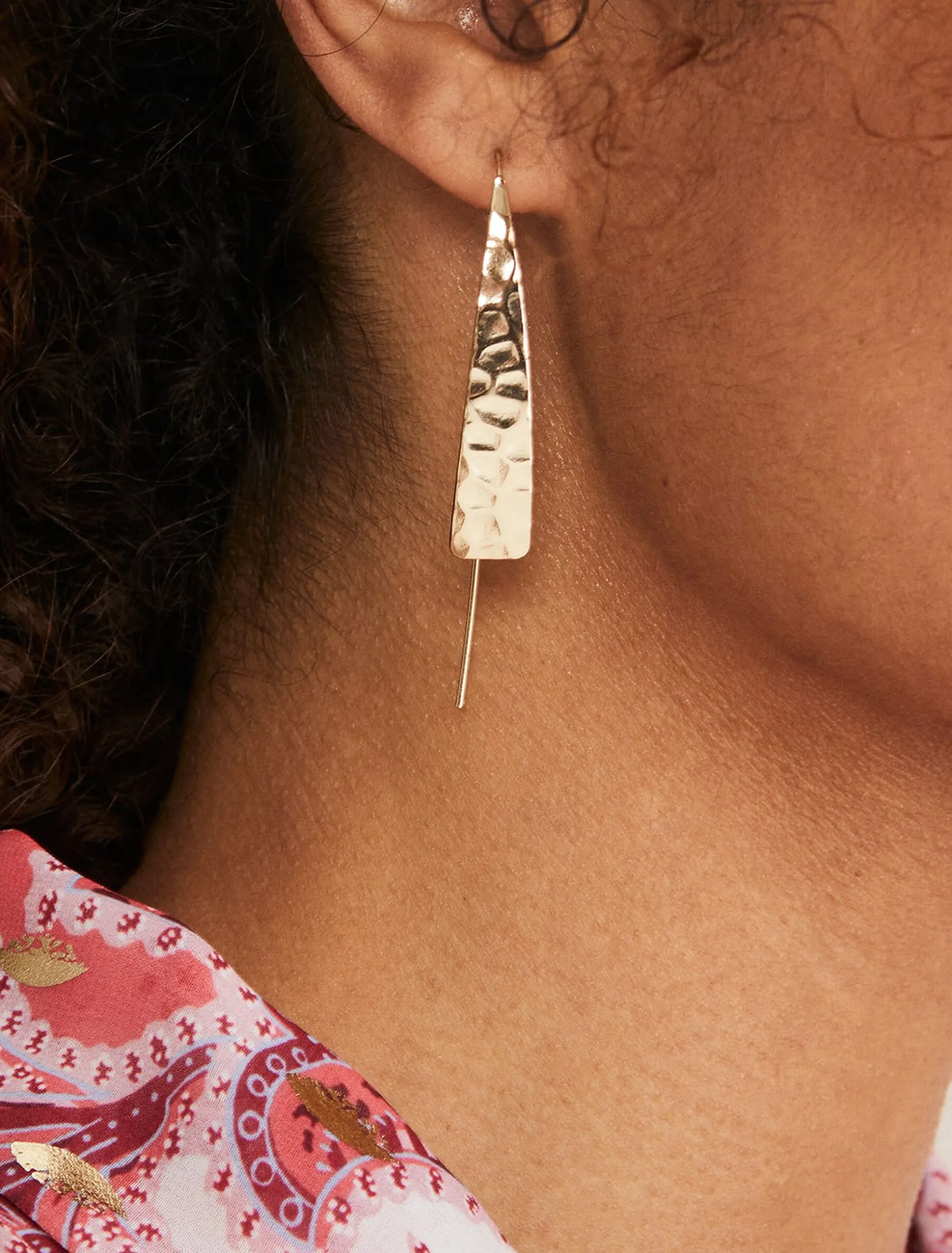 Hammered Pull Through Drop Earring