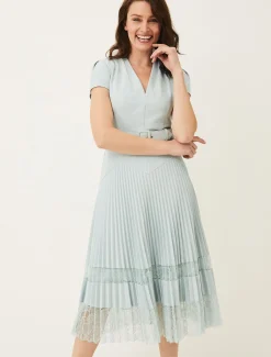 Hannah Pleated Lace Insert Dress