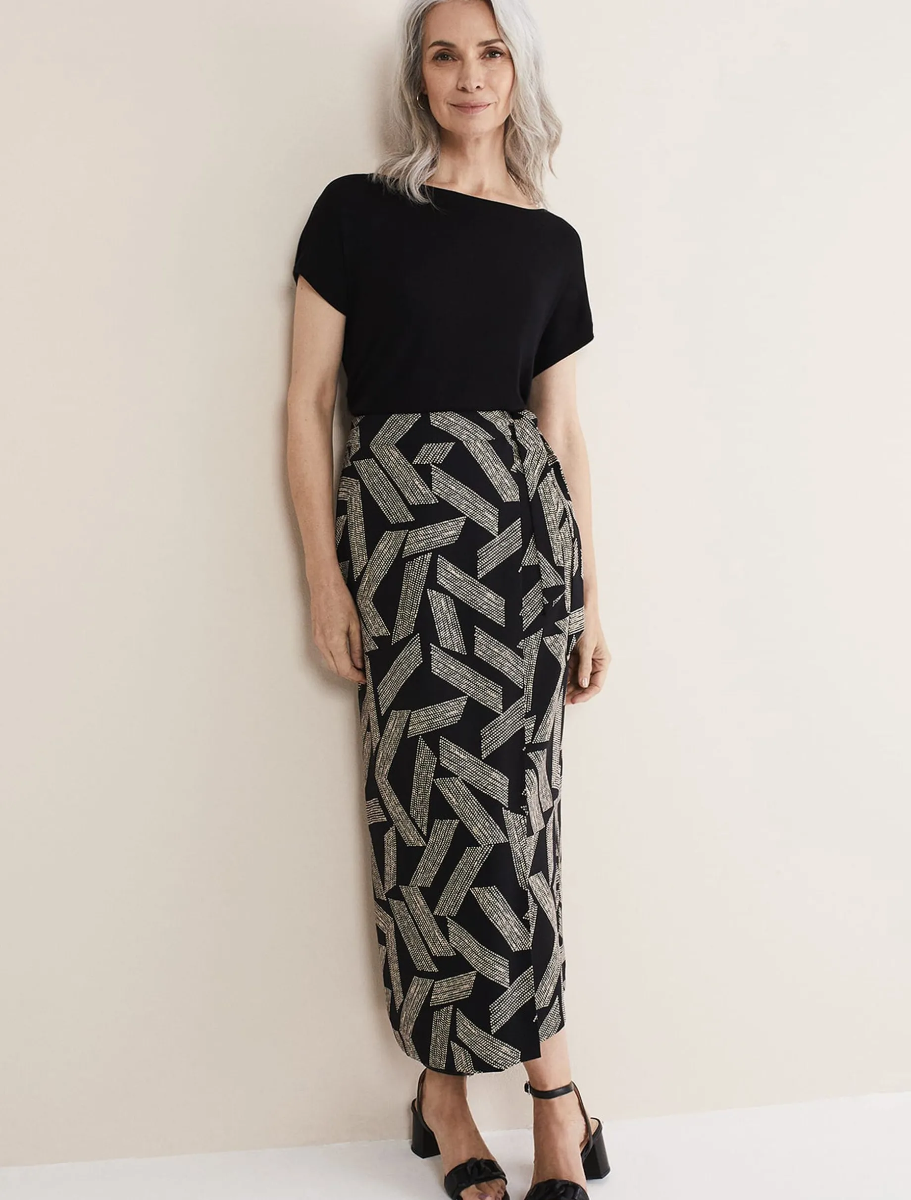 Hatty Diagonal Dot Wrap Skirt
