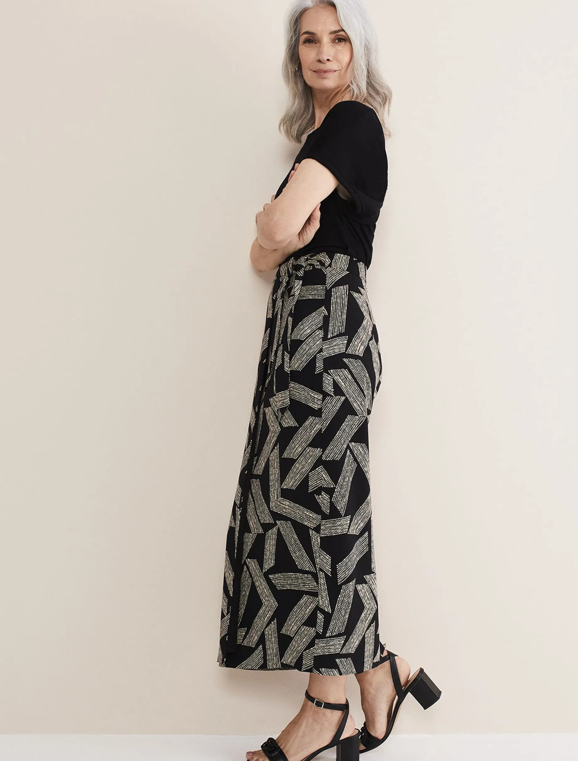 Hatty Diagonal Dot Wrap Skirt