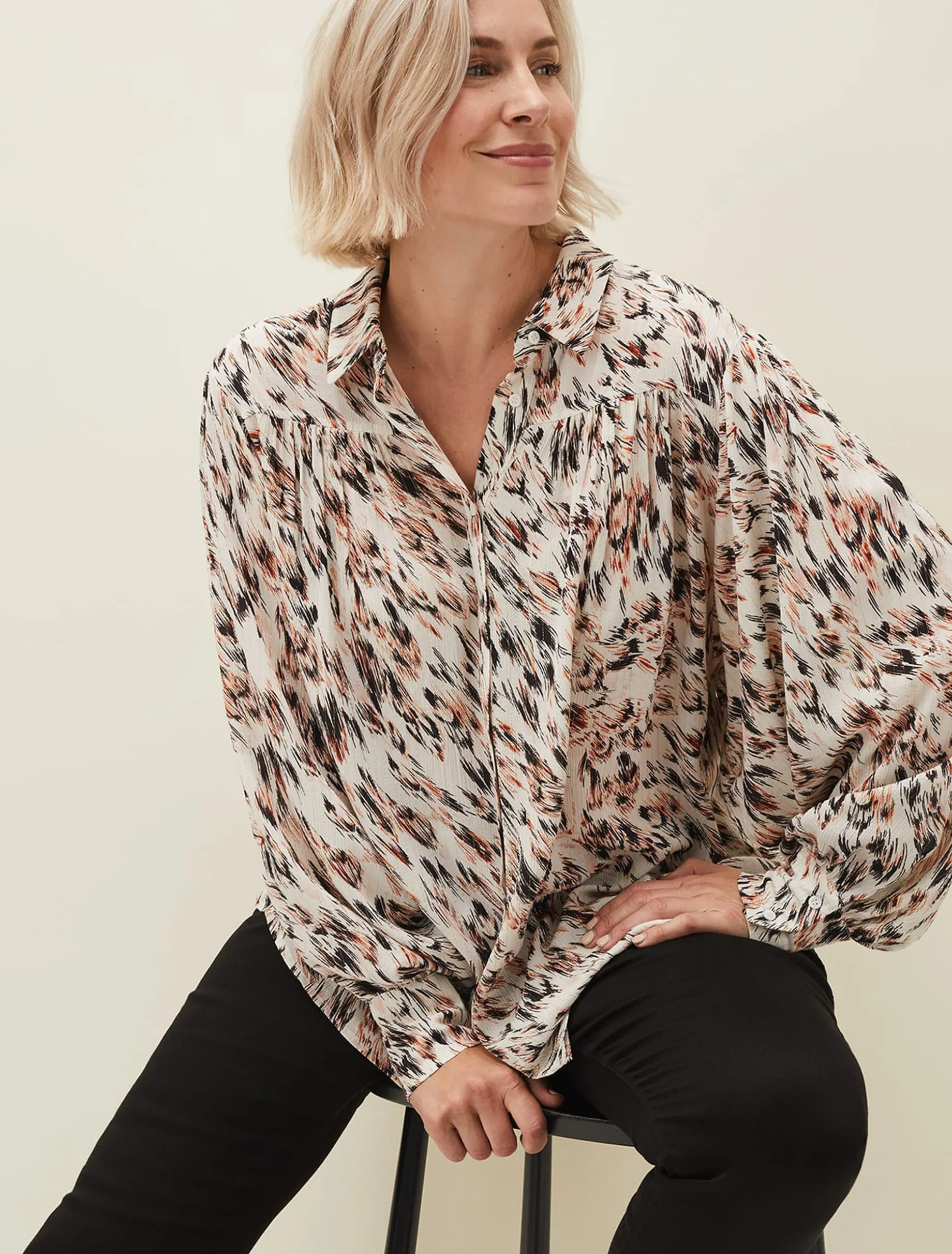 Helen Abstract Feather Print Blouse