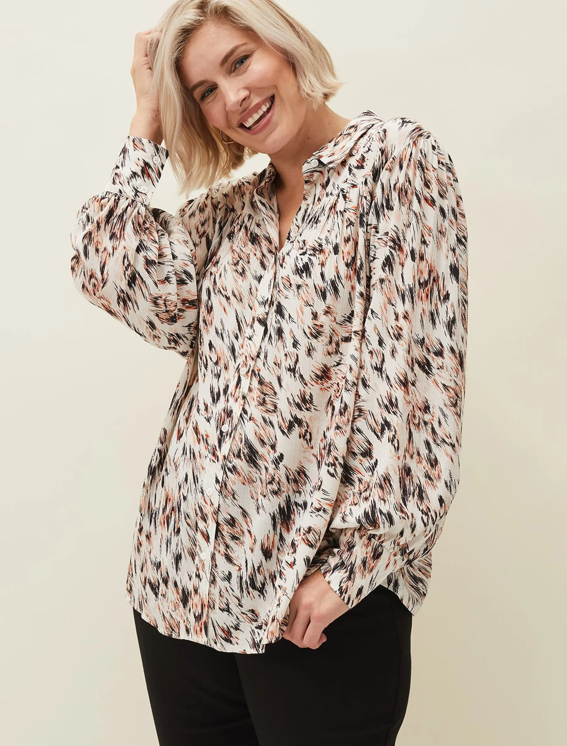 Helen Abstract Feather Print Blouse