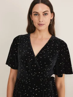 Holly Velvet Star Wrap Maxi Dress