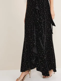 Holly Velvet Star Wrap Maxi Dress