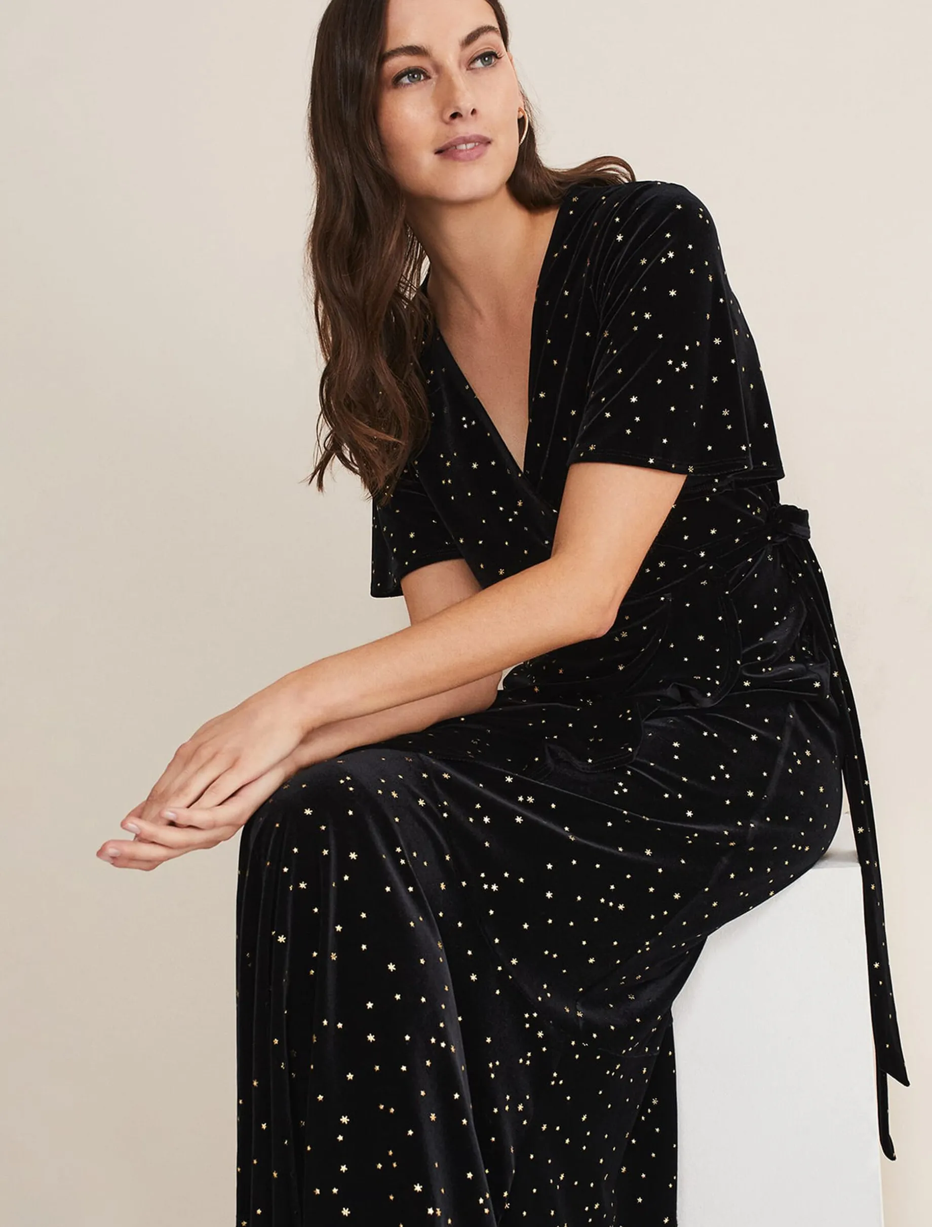 Holly Velvet Star Wrap Maxi Dress