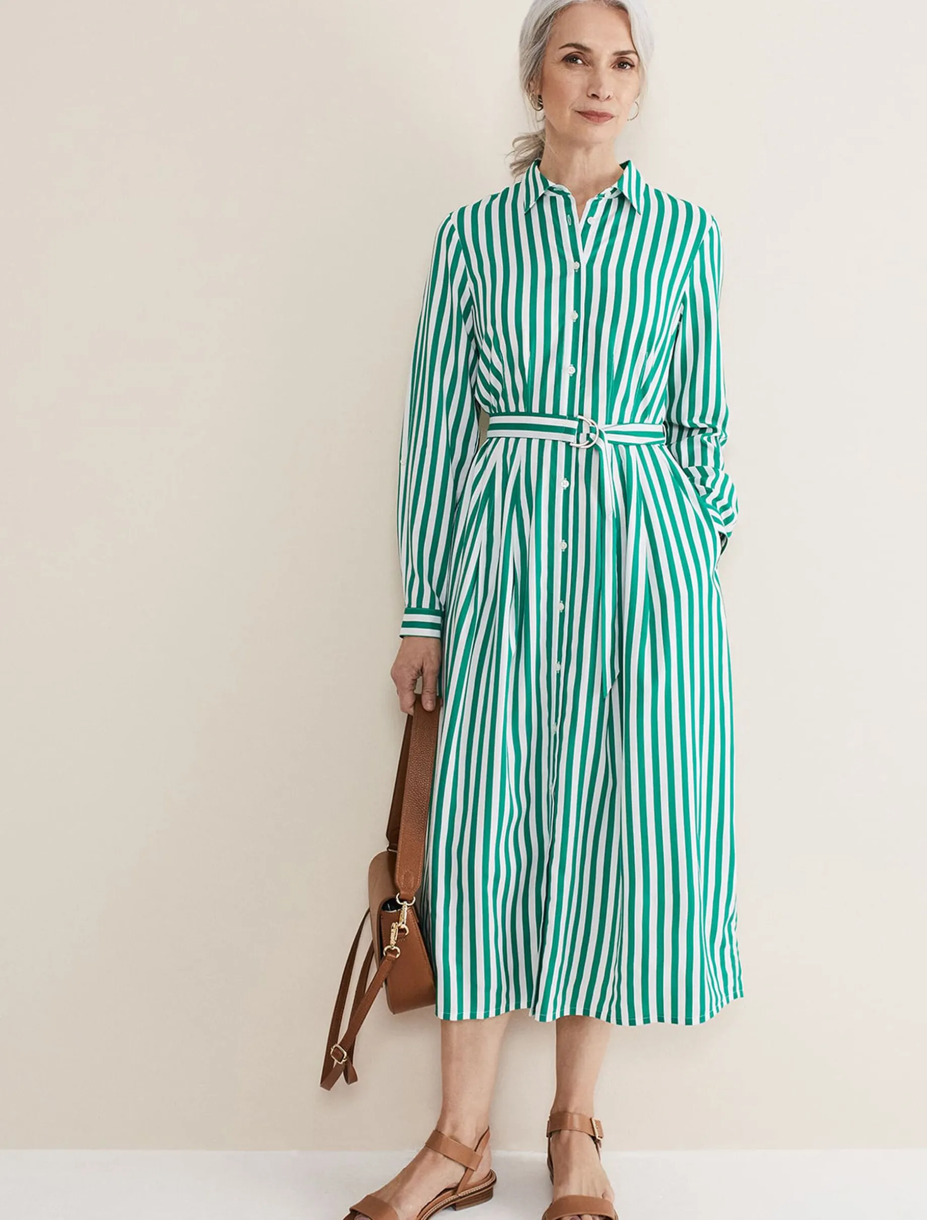 Ida Stripe Shirt Midi Dress
