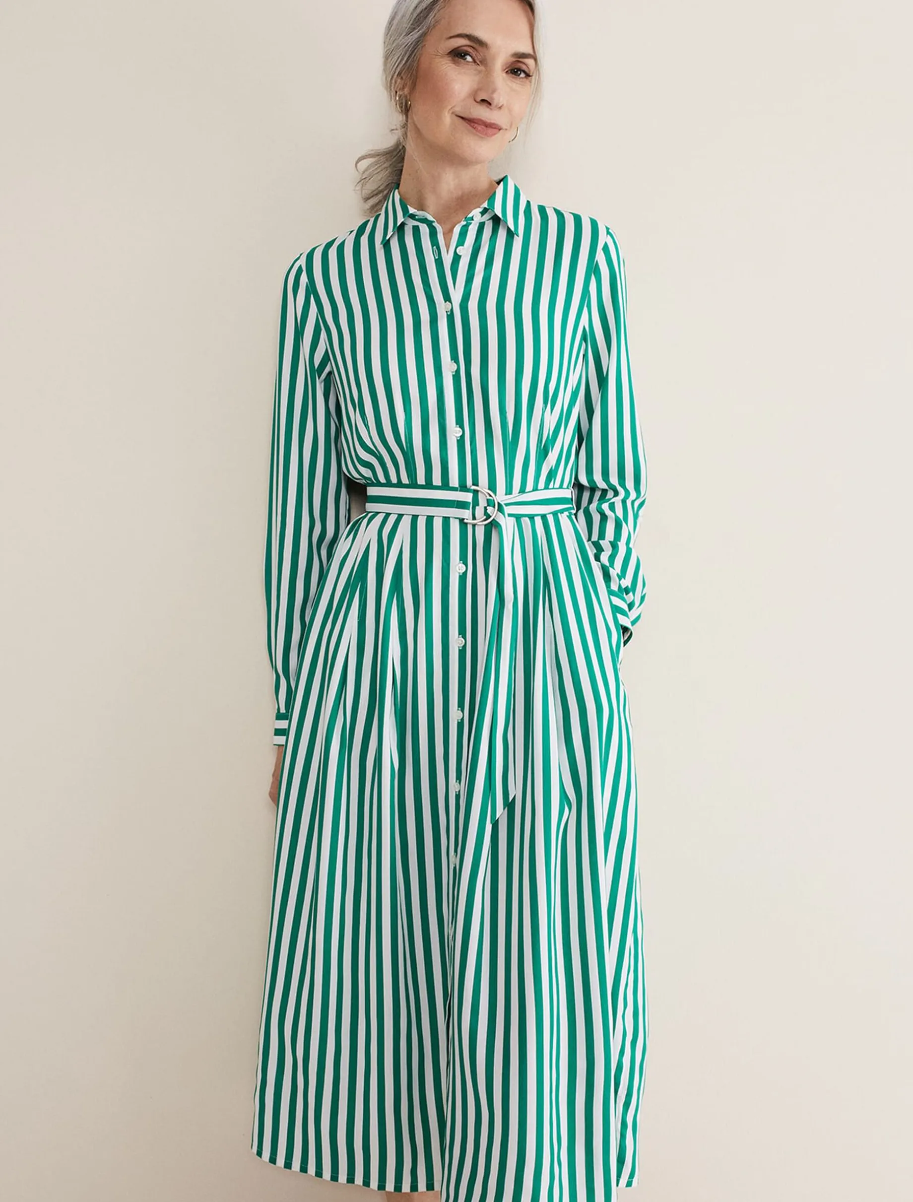 Ida Stripe Shirt Midi Dress