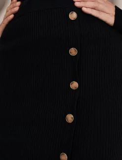 Irina Ribbed Button Detail Knit Skirt