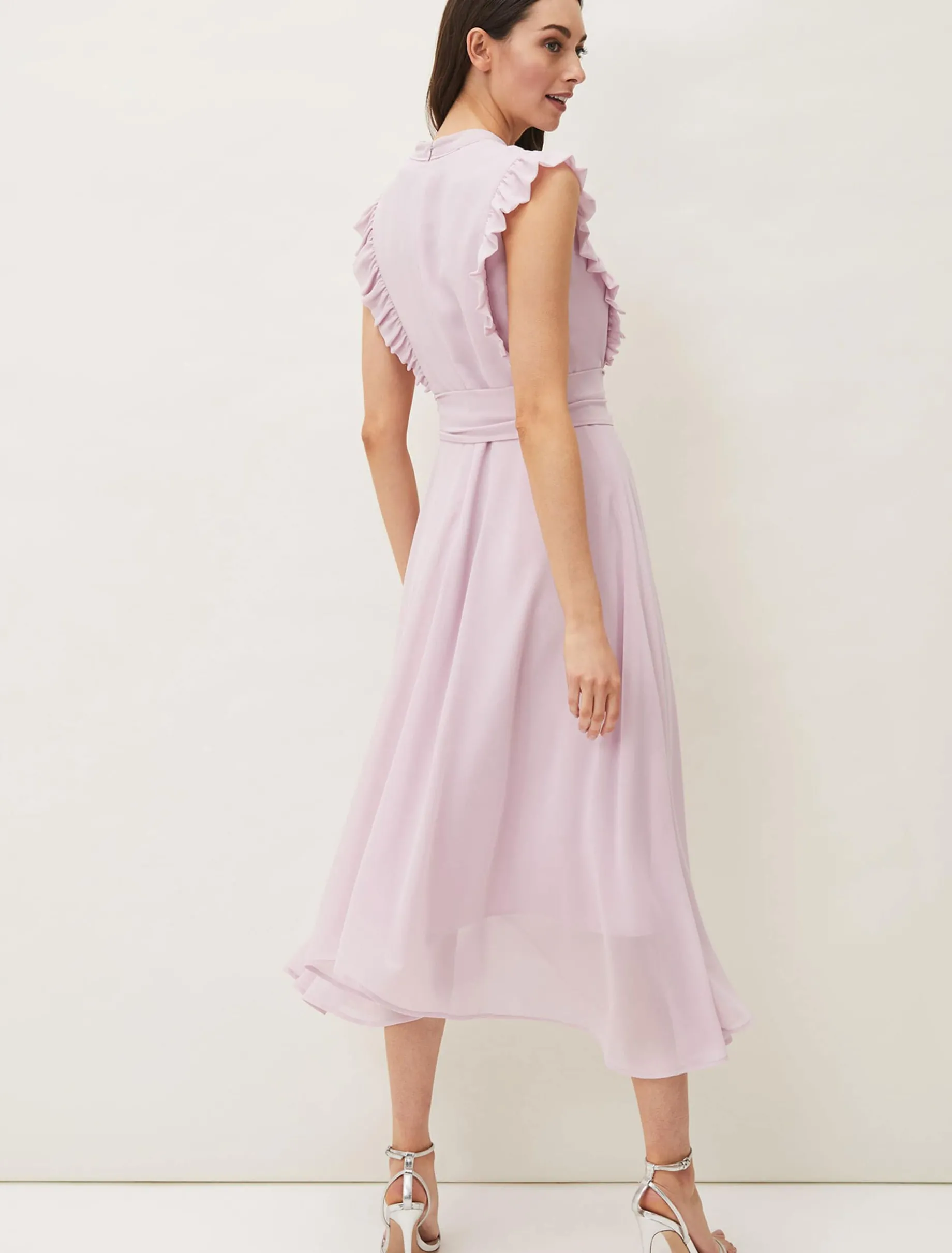 Iris Frill Pintuck Bodice Sleeveless Midi Dress