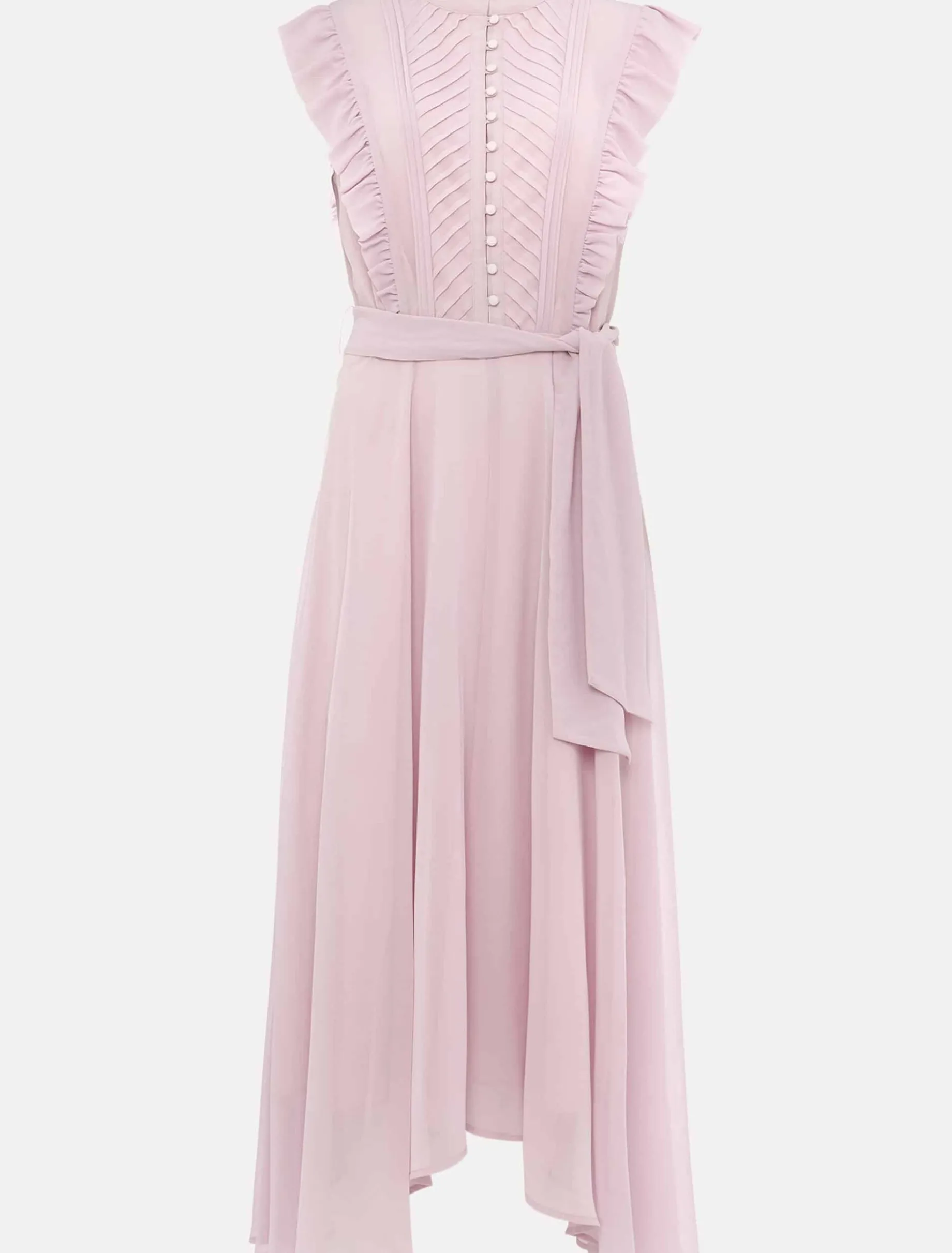 Iris Frill Pintuck Bodice Sleeveless Midi Dress