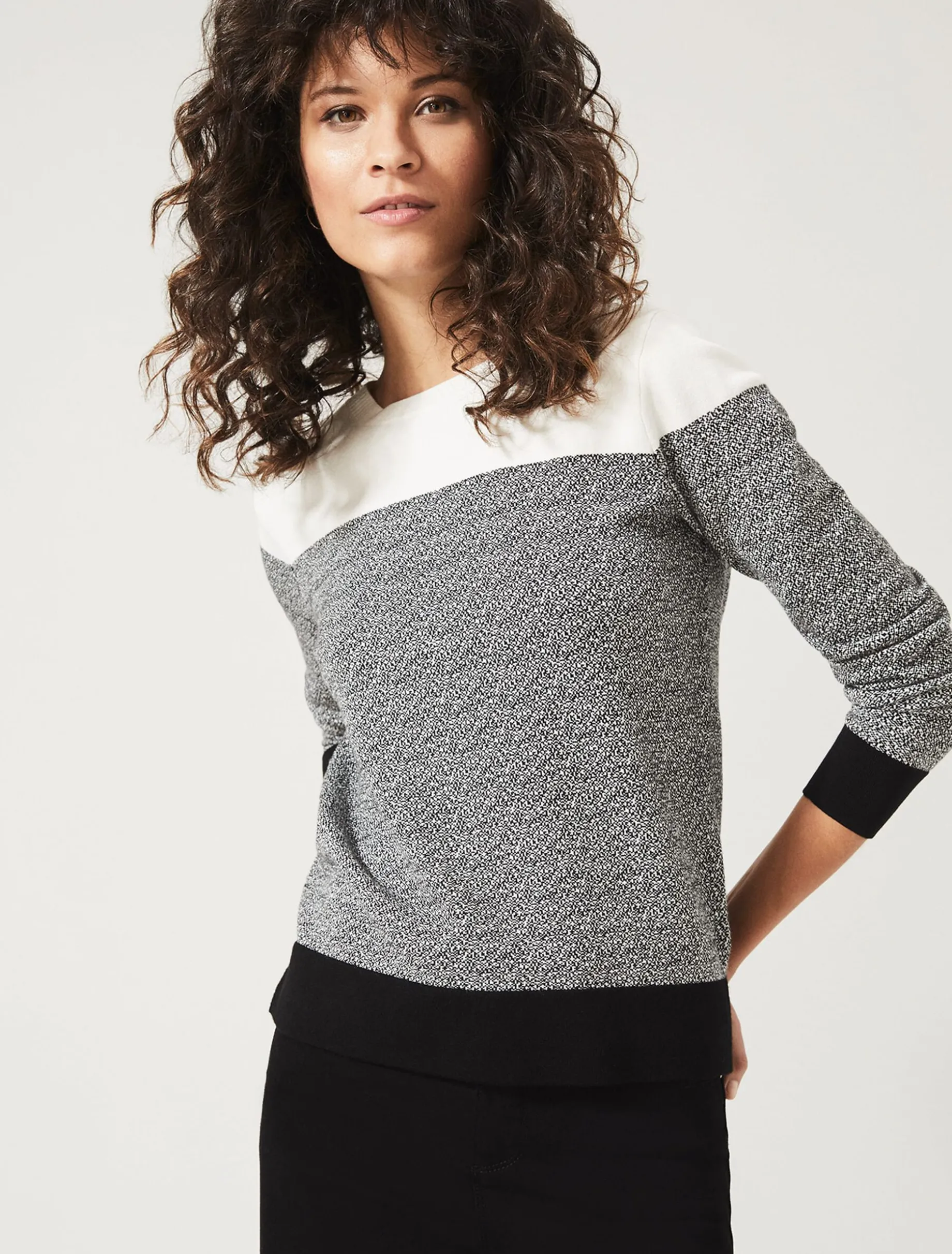 Jaliyah Jacquard Panel Knit Top